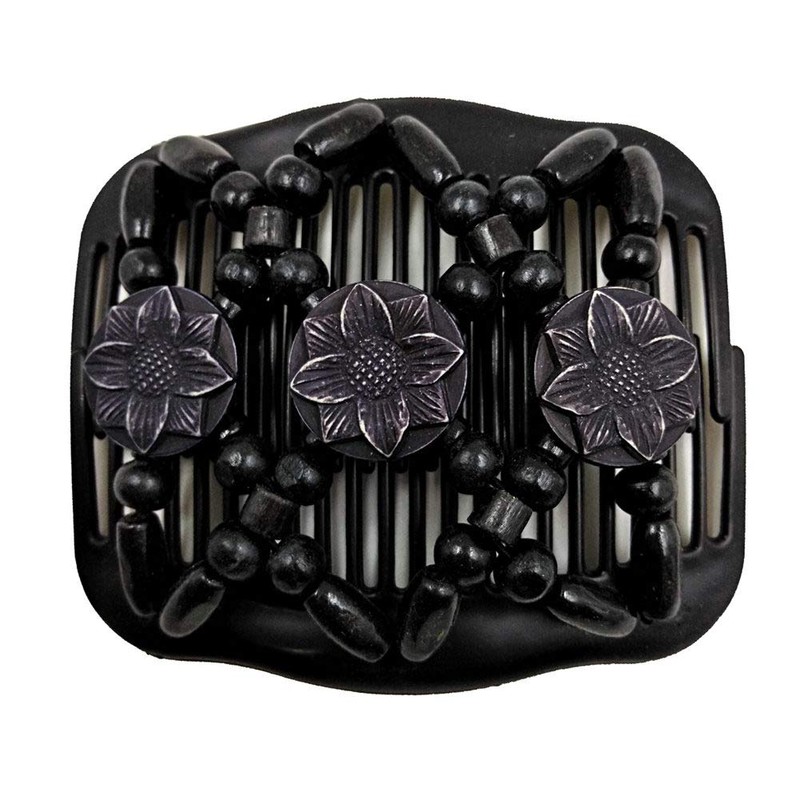 LOVEF 4 Pcs Wood Double Combs Magic Hair Clips Women