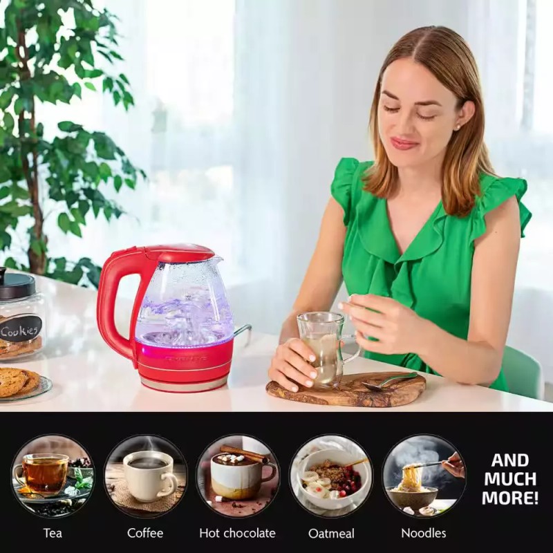 OVENTE Illuminated Electric Kettle with Filter Fast Heating Auto-Shut Off