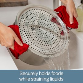 All-Clad Accessory, Stainless Steel Strain & Splatter Guard, 10.5-Inch, Easy, Mess-Free Straining, Multifunctional Design, Pots and Pans, Cookware, Kitchen Gadgets, Cooking Tools, Silver