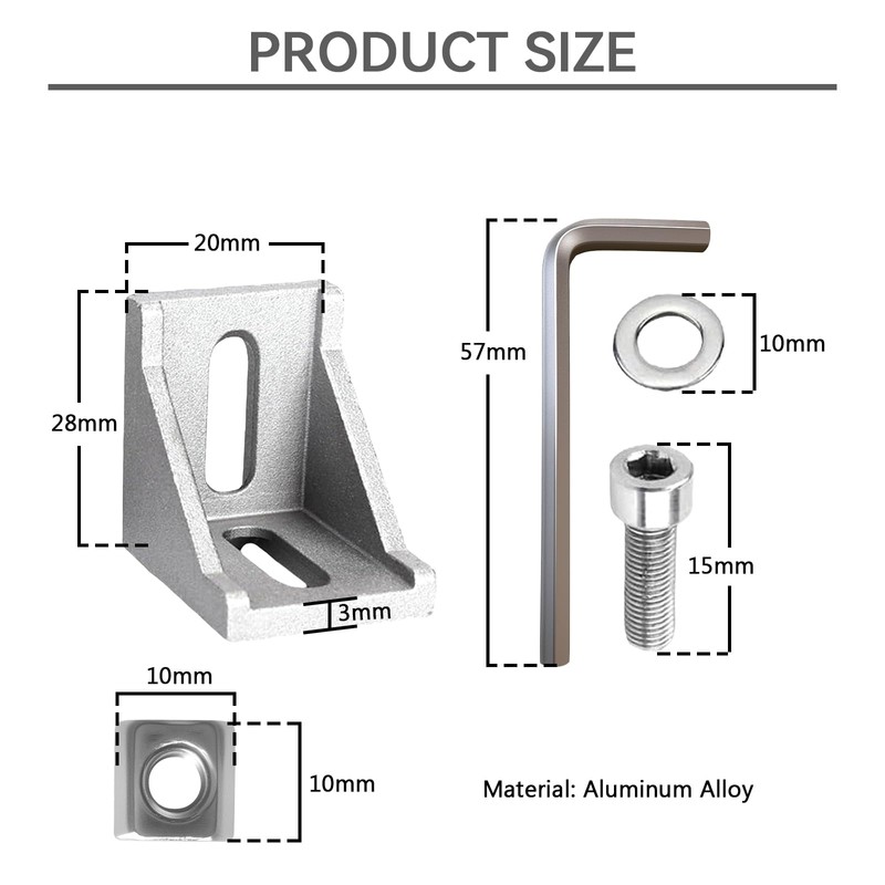 Mounting Material Angle Fixing, Aluminium Profile 20 x 20 and