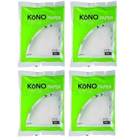 KONO MD-25 Filter Paper for Drippers, White, 400 Sheets (1 to 2 People), Set of 4 Bags of 100 Sheets