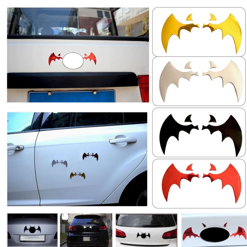 3 Pcs Black Bat Car Sticker Decal for Rearview Mirror