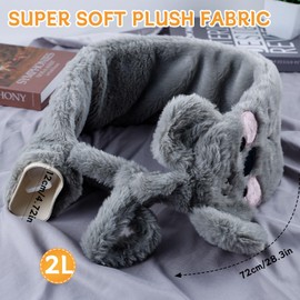Hot Water Bottle Belt with Cover Fluffy 2L Plush Cute Hot Water Bottle Belt for Strapping Long Hot Water Bottle Waist Cover Hot Water Bottle Extra Long Hot Water Bottle Animal