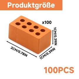 100 Mini Bricks Set, Miniature Bricks for DIY Projects, Model Building Stones for Dollhouse and Fairy Garden Decoration, 2 x 1 x 1 cm