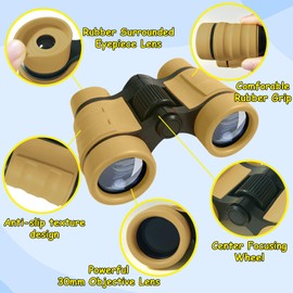 ESSENSON Binoculars for Kids Toys Gifts for Age 3-12 Years Old Boys Girls Kids Telescope Outdoor Toys for Sports and Outside Play Hiking, Bird Watching, Travel, Camping, Birthday Presents (Desert)