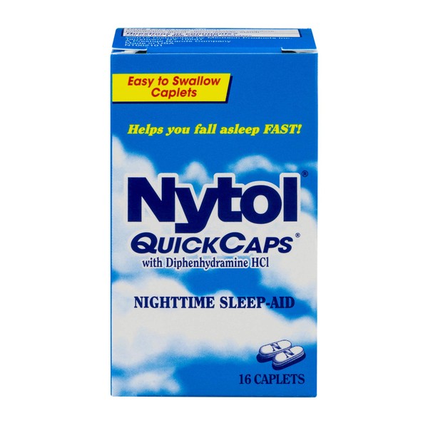 Nytol Nighttime Sleep Aid Quick Caps with Diphenhydramine HCl 25 mg | 16 Caplets | Pack of 6