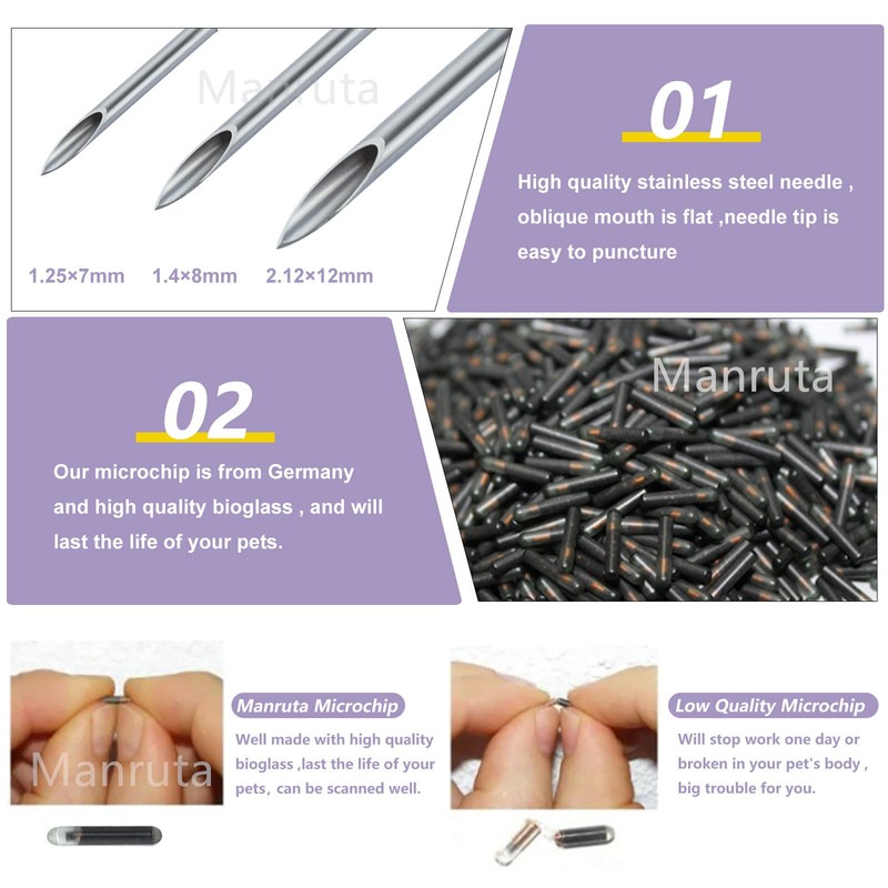 Manruta Pet Microchip Implant Kit for Dogs Cats Horse Cow