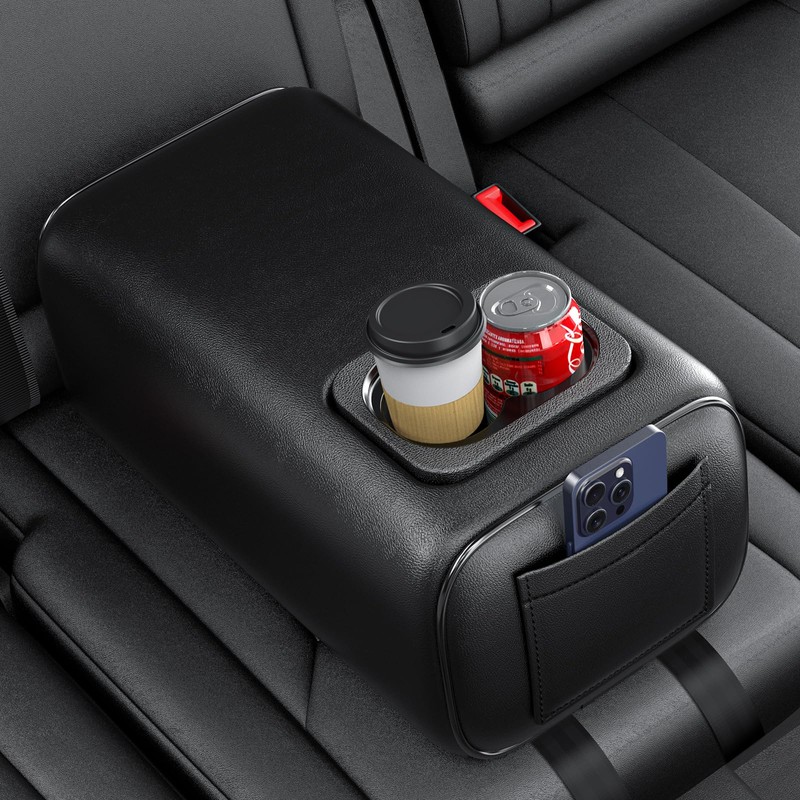 Hecotrax Universal Car Rear Seat Armrest 2 Row Console Box