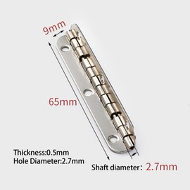 10Pcs Mini Hinges Cabinet Hinges 90 Degree Long Strip Hinge Folding Door Hinges for DIY Crafts Wooden Jewelry Box (Silver)