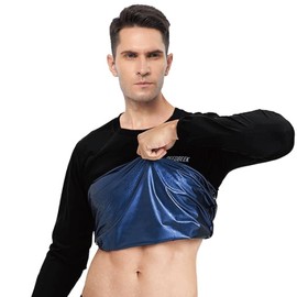 REEDBEEK Men's Sauna Suit Long Sleeve Waist Trainer Heat Trapping Sweat, Compression Heat Slimming Shapewear