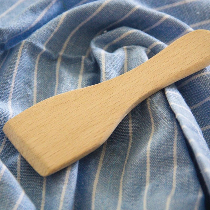DOITOOL 4pcs Small Beech Butter Spatulas Non- Stick Wooden Turner