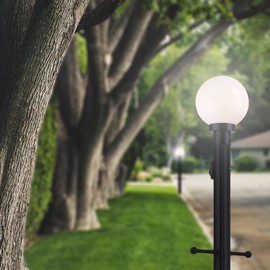 Ciata Lamp Posts Outdoor Lighting, Light Pole, Outdoor Light Fixture Aluminum Lantern Post, Dusk to Dawn Sensor, 84 Inches, Crossarm and Ground Convenience Outlet, Textured Black Finish