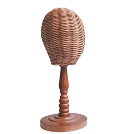 perfeclan Rattan Mannequin Head Stand,Hat Display Holder,Portable,Rack,Cap Hair Wig Stand,Decorative for Display Hats Hairpieces Salon