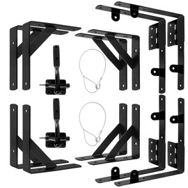 Anti-Sag Gate Frame Kit Heavy Duty No Sag Kit Gate Corner Brace Bracket with Self-Locking Gate Latch – Ideal Hardware for Wooden Fences, Driveway Gates, Shed Doors (Black, 2 Set)
