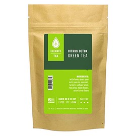 Elevate Tea Citrus Detox Tea - Loose Leaf Green Tea. Medium Caffeine, 2 oz Pouch - 25 Cups, Hot & Iced Tea, No Artificials