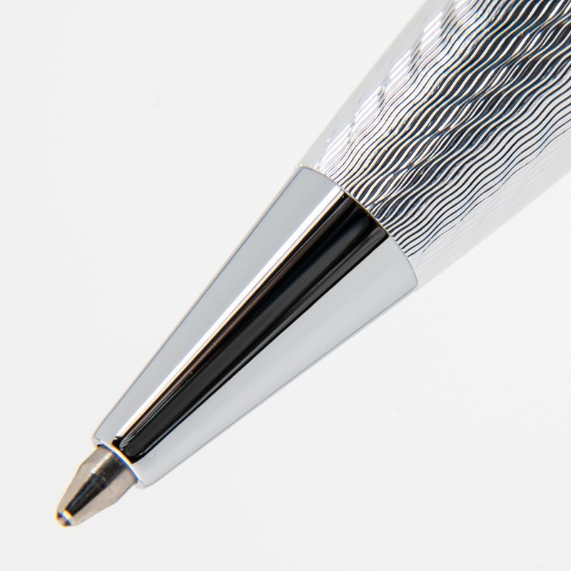 Conklin Herringbone Signature Ballpoint Pen Silver + Free Extra Black