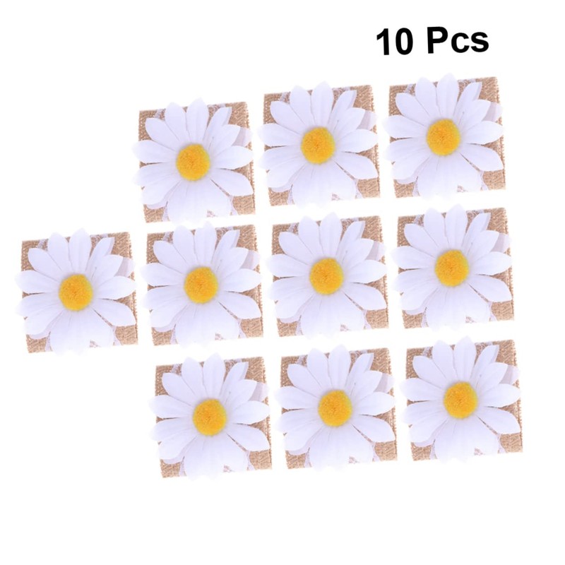 CIYODO Modern Banquet Napkin Holder 10pc Sunflower Napkin Rings Linen