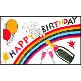 Happy Birthday Polyester Flag 3 X 5ft-(FI)