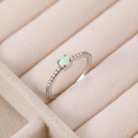 SHINYSO Wedding Bands for Women Thin Stacking 14K Gold Plated Ring Opal Half Cubic Zirconia Eternity Engagement ring Size 4-10 (Silver,Size 9)