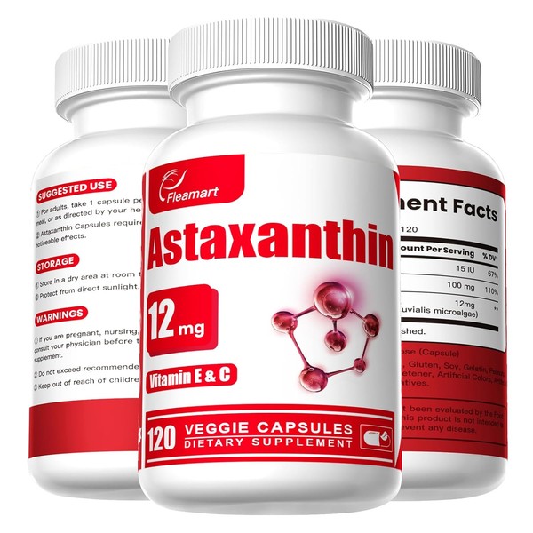 Astaxanthin Supplements 12mg with Vitamin E & C High Absorption
