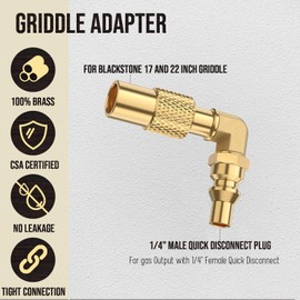 Brass 1/4 inch RV Quick Connect Propane Elbow Adapter for Blackstone 17Inch and 22 Inch Tabletop Camping Griddles, 12X14 Inch Camping Grill, for Compatible with Blackstone Grill to Propane Tank or RV