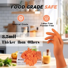 FINITEX Nitrile Disposable Latex-Free Gloves Orange - 3.5mil 100PCS Powder-Free Gloves Cleaning Medical Exam Food Gloves (Orange (Medium 100))