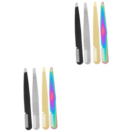 Baluue 8pcs Stainless Steel Eyebrow Tweezers for Women Precision Plucker for Eyebrows and Wigs Rose Gold Silver Lightweight Personal Care Tools