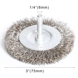 Shop-Tek 4-Pc 3" Steel Wire Wheel Brush Kit For Drill With 1/4" Shank
