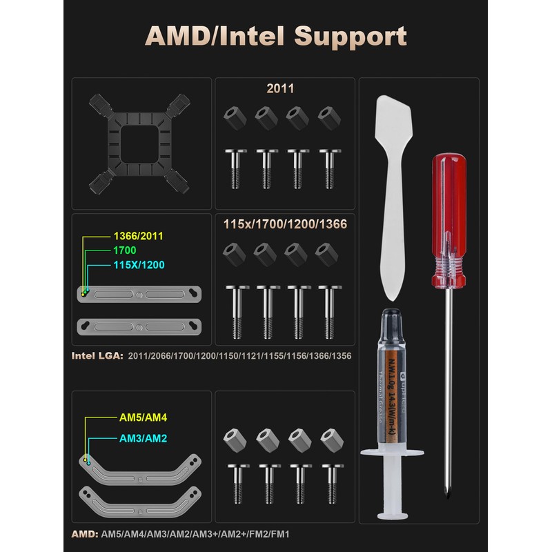 upHere Low Profile CPU Cooler Φ6mm*6 Low Profile Cooler 120mm