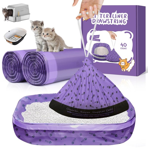 40 Count Cat Litter Box Liners Bags Large, Extra Durable