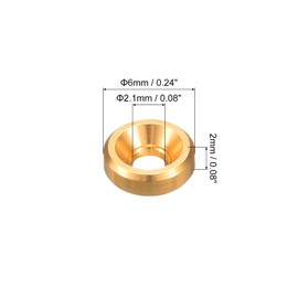 uxcell 20 Pcs M2 Finishing Countersunk Washers, Aluminum Alloy Screw Gaskets, Cup Head Washer Gasket for Mechanical Accessories Parts, Gold