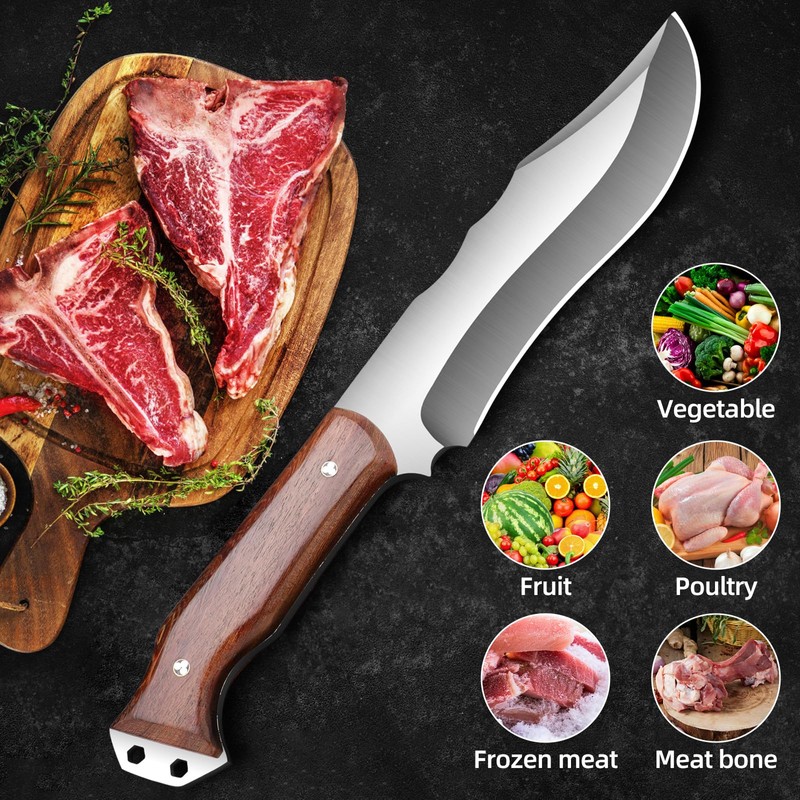 VARLEA Meat Cleaver Heavy Duty Butcher Full Tang Knife with