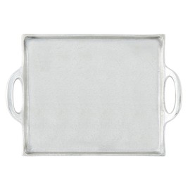 Santa Barbara Design Studio Serving Tray With Handles Rectangular Aluminum Platter, Small, Silver