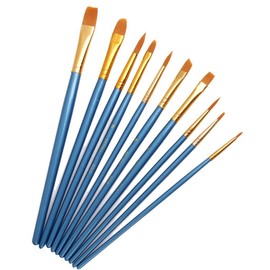 AKORD Multifunctional Nylon Paint Brushes, Plastic, Sky Blue, Set of 10