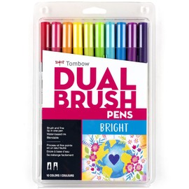 Tombow - Rotuladores artísticos con doble pincel, brillantes, paquete de 10