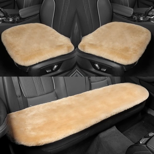 IRIWOOL Genuine Sheepskin Auto Seat Pad,Soft Wool Seat Cover Breathable