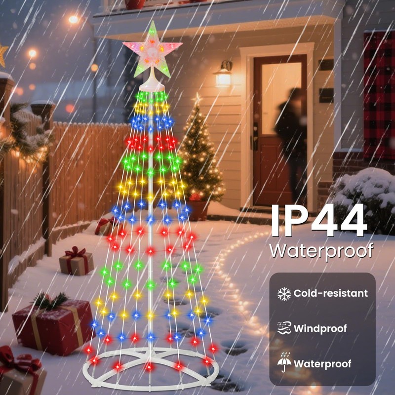 Solar Powered Christmas Tree Outdoor Christmas Decorations, 5FT RGB Solar