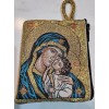 Madonna and Child Full Color Zipper Rosary Pouch with Gold