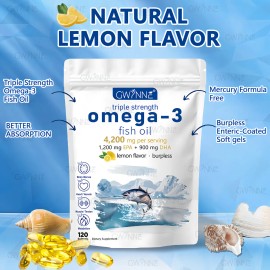 Gwynne Super Omega 3 Premium Limn Aceite De Pescado 4200mg 120 Cpsuls,epa,dha Y Omega 3 Supplement,salud Del Corazn,salud Cerebral, Reduccin Del...   