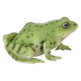 Figuren Shop GmbH Green Frog Garden Figurine - Lifelike HotAnt Animal Figure, 15 cm Depth, Weatherproof & Hand Painted for Pond & Garden
