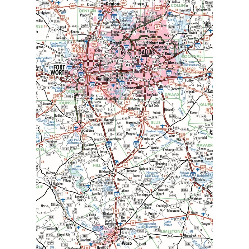 Texas Executive Wall Map - Laminated 42w x 39h