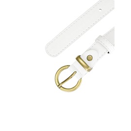 Allegra K Women's PU Leather Belt Bronze Metal Pin Buckle Waist Belt for Denim Dress, White