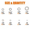 ISPINNER 190pcs 304 Stainless Steel Flat Washers Assortment Kit, 8