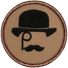 Gentleman Silhouette Patrol Patch - 2" Diameter Round Embroidered Patch (Hook & Loop Fastener)