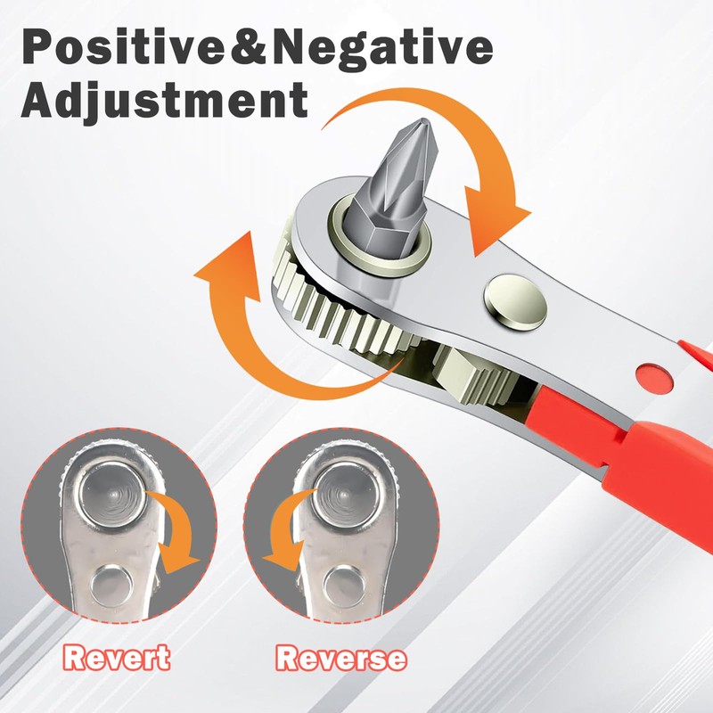 MOSTFUN Mini Ratchet Wrench, Right Angle Phillips Magnetic Screwdriver, 1/4