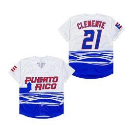 chuyamaoyi Youth Puerto Rico #21 Roberto Clemente World Game Classic Kid Baseball Jersey Stitched 21White Size L