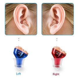 Hearing Aids, Hearing Amplifier, CIC Hearing Amplifiers for Seniors Battery Operated Hearing Aid Mini Sound Enhancer Listening Amplifiers to Assist Hearing(Red&Blue)