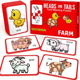QUOKKA Toddler Puzzles Ages 2-4 – 100% Self-Correcting 16 Matching Pairs of Farm Animals – Educational Toddler Puzzles Ages 1-3 with 32 Pieces - Memory Matching Games for 3-5 Years Old Boys and Girls