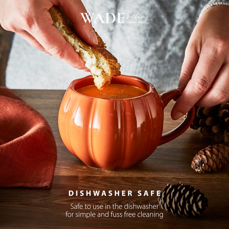 Wade WA976005ORA Set of 2 Pumpkin Shaped Mugs with Smooth