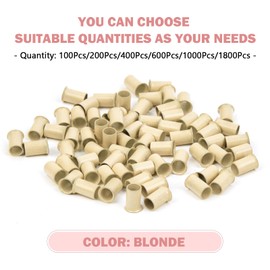 Vlasy Micro Rings Links Beads,3.4mm Microlink Beads Non-Silicone Copper Tubes Microbead for Hair Feathers,I-Tip Hair Extensions (1000Pcs, Blonde)